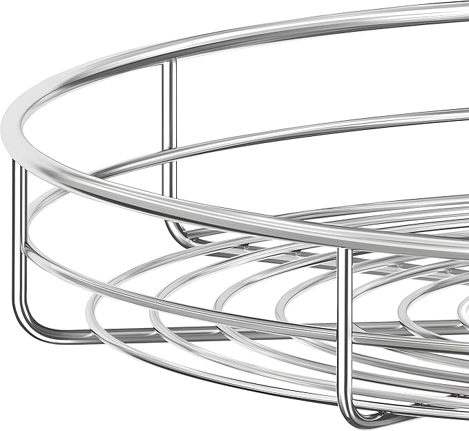 20" Chrome Corner Cabinet Lazy Susan, Full Circle Corner Cabinet Lazy Susan Replacement Shelves Rotating Rack for Upper Cabinet Kitchen - Image 7
