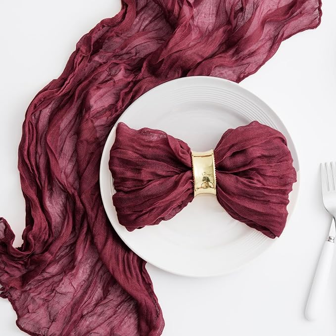 60 Pack Burgundy Cheesecloth Napkins Washable 21x21 Inches Burgundy Cloth Napkins Set of 60 Dinner Table Napkins for Wedding Bridal Baby Shower Rustic Boho Cotton Gauze Summer Party Table Decor - Image 4