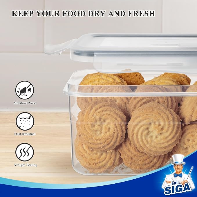 MR.SIGA 12 Pack Airtight Food Storage Container Set for Pantry Organization | Stackable, BPA Free plastic storage containers for pantry, great for snacks, spaghetti, includes 24 reusable sticker labels - Image 4