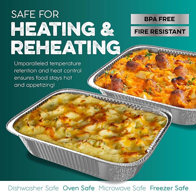 Aluminum Pans With Lids 9x13 [30 Sets] Aluminum Foil Pans Trays With Lids - Half Size Tin Foil Disposable Pans For Baking, Roasting, Cake Serving Dishes, Catering Supplies, Steam Table Chafing - Image 7