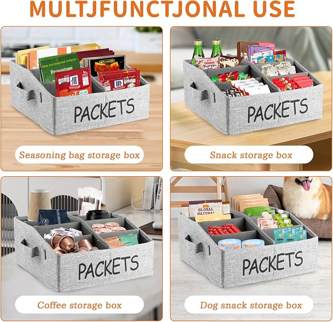 8 Compartment Fabric Snack Organizer with Handle, Portable Kitchen Pantry Storage and Spice Packet Organizer - Image 9