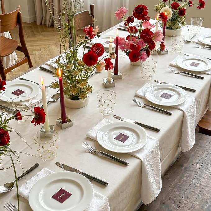 White Cloth Napkins Set of 6, 18x18 Inch Dinner Napkins | Reusable Washable Cotton Polyester Soft Luxury Elegant Fancy Jacquard Fabric Table Napkins - Image 6