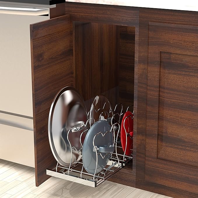 Simple Houseware Under Cabinet Pull Out Sliding Shelf Organizer, Chrome | for Kitchen Pan and Pot Lid Organizer - Image 6