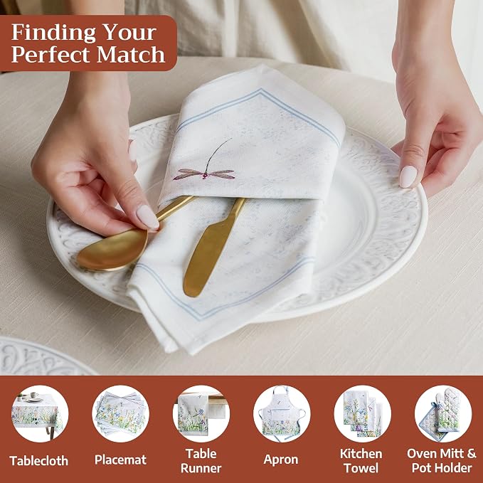 Maison d' Hermine Cloth Napkins Set of 4 Reusable 100% Cotton (20" x 20") | Everyday Square Napkins Cloth Washable Dinner Party Wedding Restaurant Hotel Kitchen Spring Summer - Fleurs De Mai - Image 4