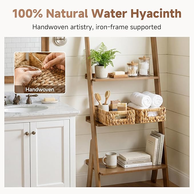 StorageWorks Small Wicker Baskets for Shelves, Shallow Baskets, 2-Pack | Water Hyacinth Storage Baskets for Organizing, Wicker Storage Baskets for Shelves,Pantry Organizers and Storage,Woven Baskets - Image 5