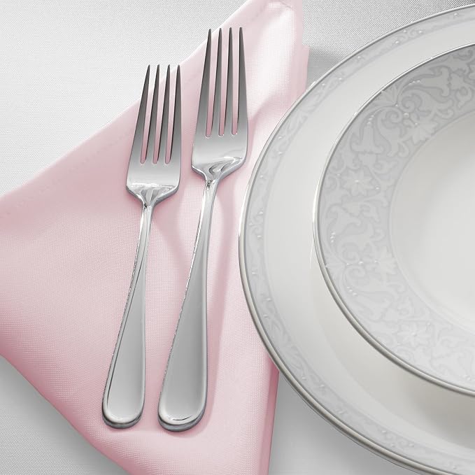 Lann's Linens Set of 12 Cloth Dinner Napkins, 17-inch Polyester Napkins, Washable and Reusable Fabric for Weddings, Hotels, Restaurants - Pink - Image 2