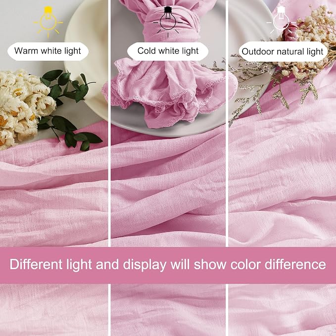 LZY 30 Pack Gauze Cheesecloth Napkins 20x20 Inch Dinner Cloth Napkins, Soft Boho Table Napkins Rustic Wrinkled Cheese Cloth Napkins Bulk for Wedding Party Baby Shower Event Decor (Pink) - Image 3