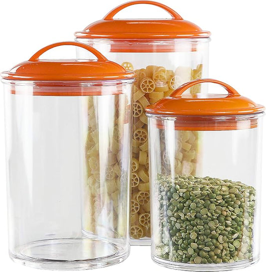 Calypso Basics by Reston Lloyd Acrylic Storage Canisters, Set of 3, Orange by RestonLloyd
