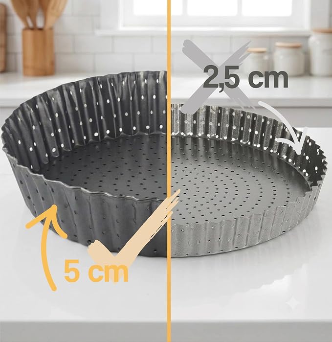 Deep Dish Quiche Lorraine Pie Pan - 7.87 inch Tart Pans with Removable Bottoms - Apple Pie Pan - 7.87 inch Tarte Tatin Pan - Deep Dish Pie Crust - Quiche Baking Dish - Image 10