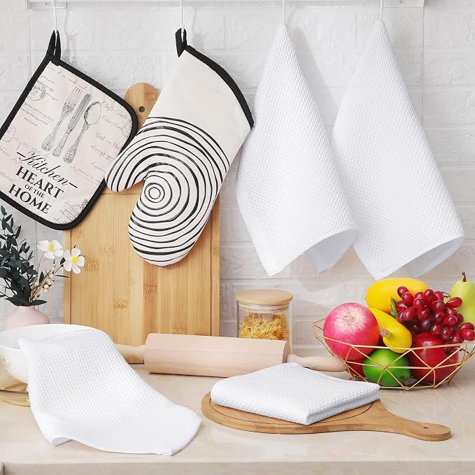 Homaxy 100% Cotton Waffle Weave Kitchen Dish Cloths, 9-Pack, White | Ultra Soft Absorbent Dish Towels, Quick Drying Dish Rags with Hanging Loop, 12 x 12 Inches - Image 6
