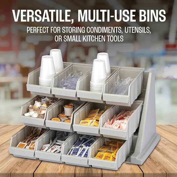 Cambro Versa - Self Serve Condiment and Utensil Bin - 12 Storage Bins - Ideal for food and coffee condiments (Gray) - Image 5