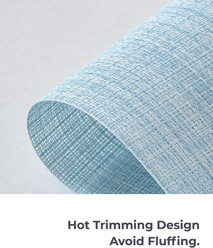 Leetaltree Soft Sky Blue Woven Placemats Set of 24 - Heat Resistant Non-Slip Place mats for Dining Table, Washable Durable PVC Vinyl Woven Table Mats(Sky Blue, 24) - Image 7