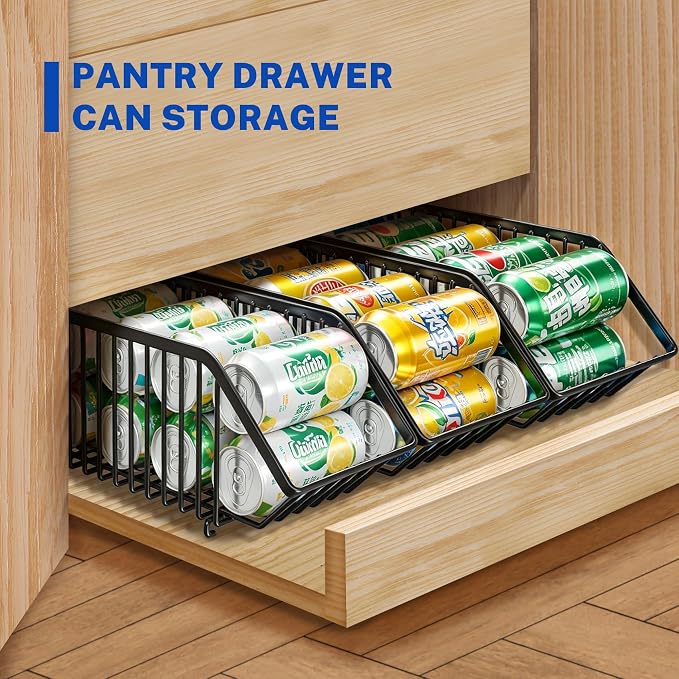 Stackable Soda Can Organizer Rack, Stacking Can Dispensers Refrigerator Organizer Bins Pop Soda Dispenser Canned For Fridge, Freezer, Kitchen, Cabinets (Black, 6) - Image 5
