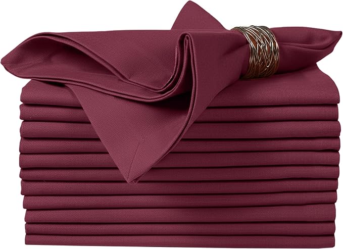 Ruvanti Cloth Napkins Set of 12, 100% Cotton High GSM 18x18 Inches Soft, Washable, Highly Durable & Absorbent, Perfect for Parties, Christmas, Thanksgiving Dinners – Burgundy by Ruvanti