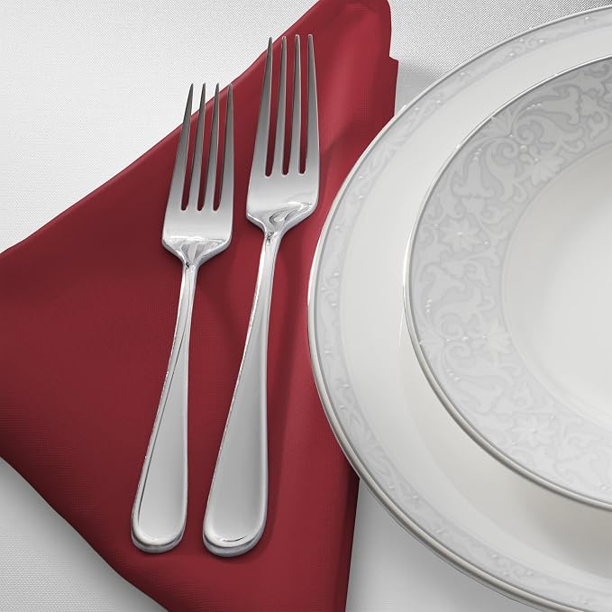 Lann's Linens Set of 12 Cloth Dinner Napkins, 20-inch Polyester Napkins, Washable and Reusable Fabric for Weddings, Hotels, Restaurants - Burgundy - Image 2