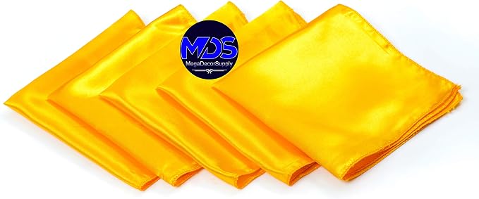 Set of 100 PCS Satin Napkin 12x12 Inch Square, Dinner Table Napkins for Wedding, Bulk Silky Sateen Cloth Napkins for Restaurant Banquet Graduation Birthday Party Decoration - Yellow Gold - Image 2