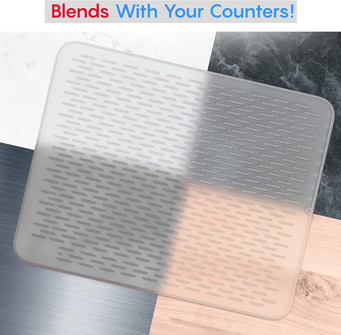 Extra Large (30 inch by 24 inch) heavy duty silicone dish drying mat for kitchen counters by MonsterMat (Translucent, XL - 30"x24") - Image 3