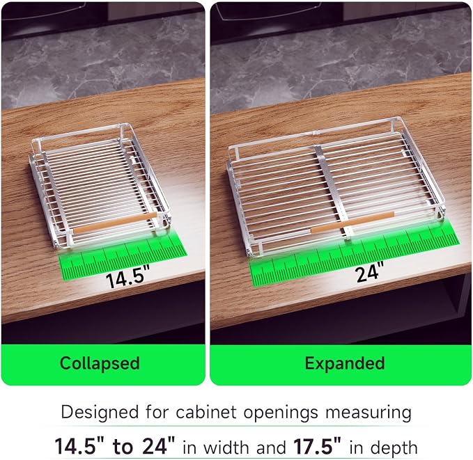 Expandable Pull-Out Cabinet Drawers, Slide-Out Shelves, Medium 2 PK | Smooth Slide-Out Access, Adjustable Fit, Pull-Out Organization, Small Cabinet Use, Space-Saving - Image 3