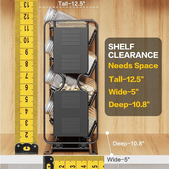 Spice Rack Organizer Drawer Cabinet: Pull Out Spice Seasoning Organization with 20 Jars - Facing Left or Right with Labels and Chalk Maker 4 Tier Slide Out Kitchen Storage for Countertop Wall Mount - Image 2