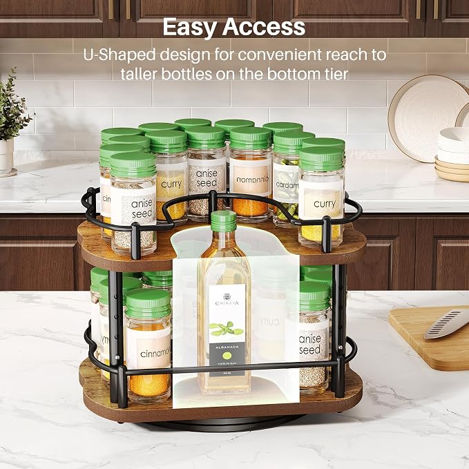 Spice Organization for Cabinet, Lazy Susan Spice Rack, 10 in, Black | Height Adjustable, Rotating Spice Organizer for Countertop, Fits Cabinets Wide＞ 11 in, Height ＞10.5 in - Image 5