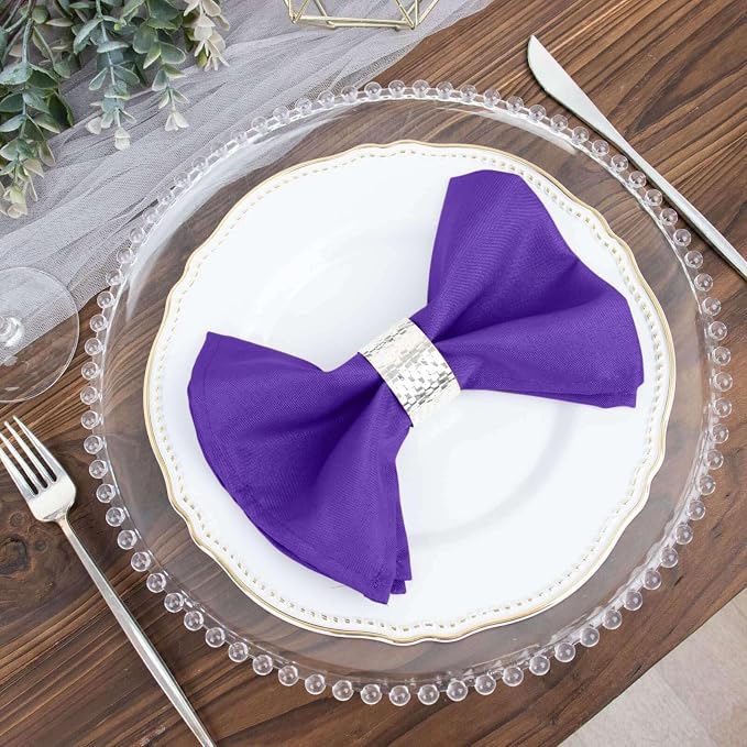 Efavormart Premium Cloth Napkins Set of 50, 17x17 Inch Purple Violet Seamless Dinner Napkins, Washable Linen Table Napkin Cloth with Hemmed Edges for Weddings, Party and Banquet - Image 7