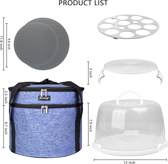 Round Cake Carrier Box with Lid and Handle, Transportation Insulated Bag for Cakes, Cupcakes and Pies, Triple Locking Design for Safe Transportation (Purple, 12 * 12 * 7.9 Inch) - Image 5