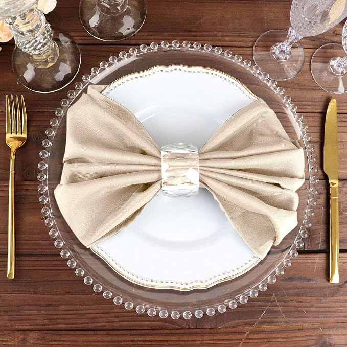 Efavormart Premium Cloth Napkins Set of 100, 20x20 Inch Nude Beige Seamless Dinner Napkins, Washable Linen Table Napkin Cloth with Hemmed Edges for Weddings, Party and Banquet - Image 5