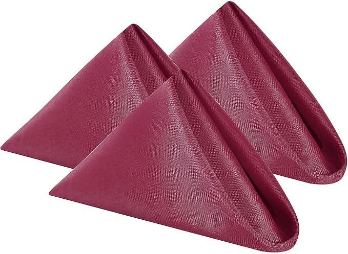 Cloth Napkins 17x17 inch Washable Polyester Dinner Napkins Soft Table Napkins for Wedding Party Dining Banquet(Burgundy,50PCS) by Cupuamon