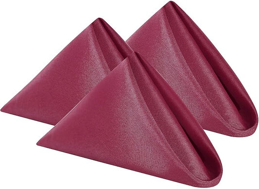 Cloth Napkins 20x20 inch Washable Polyester Dinner Napkins Soft Table Napkins for Wedding Party Dining Banquet(Burgundy,100PCS) by Cupuamon