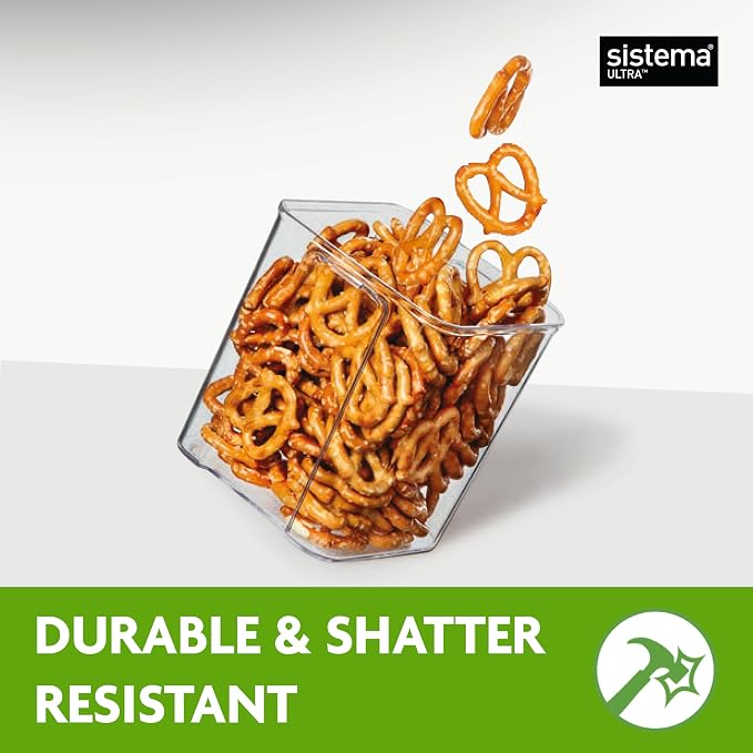 Sistema Tritan Ultra Airtight Pantry & Kitchen Storage Containers, 3-Pack, Clear Stackable Square Food Storage, BPA-Free, Dishwasher & Freezer-Safe (Microwave-Safe Without Lid) - Image 3