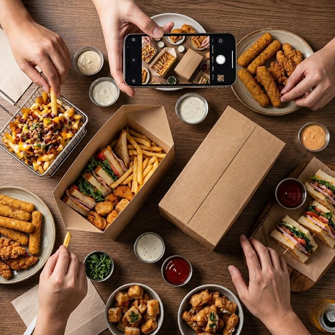 Bio Tek 80 Ounce To Go Boxes, 400 Rectangle Take Out Food Containers - Fast Top Closure, Disposable, Kraft Paper Carry Out Containers, Greaseproof, For Burgers Or Fried Chicken - Restaurantware - Image 4