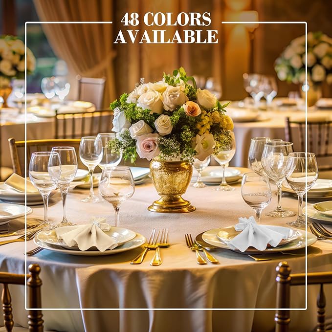 17 x 17-Inch Shantung Satin Cloth Napkins, Ivory Set of 12 | Bulk Case of 1 Dozen, Square, 100% Polyester Fabric, Reversible, Faux Dupioni Silk Reverse Side, Machine Washable - Image 5