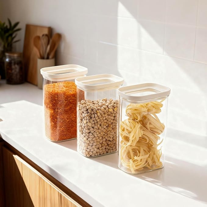 Glass Food Storage Jar with Glass Lid in Ractangle Shape, Food Canister Set with Airtight Lids, Pantry Storage Jar for Kitchen Organization. Food Storage Containers in Pack of 3, 40oz. - Image 5