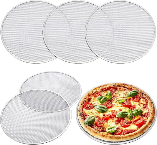 Nuogo 5 Pcs 16 Inch Pizza Pan with Holes Aluminum Mesh pizza Screen Seamless Round Tray for Oven Nonstick Baking Sheet for Kitchen Bakery Restaurant BBQ Party Cookware Supplies by Nuogo