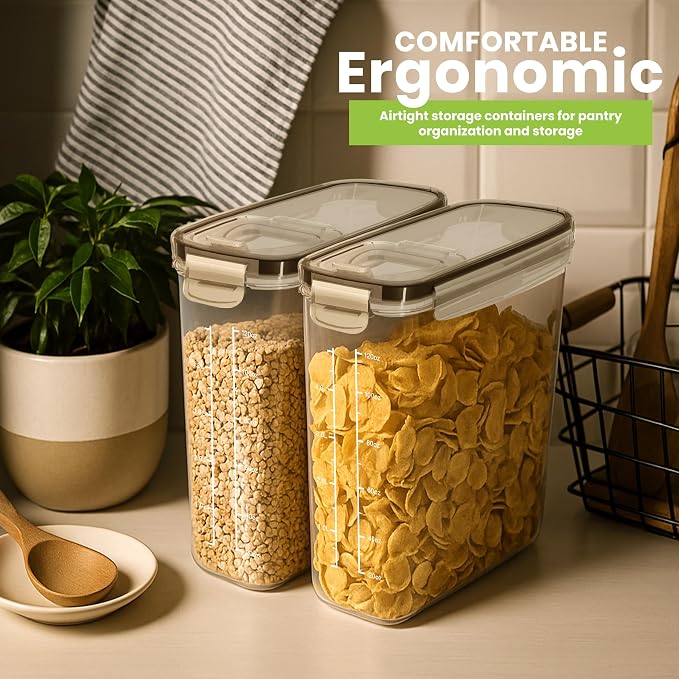 Utopia Kitchen Cereal Containers Storage Set with Lids, 4 Pack, 4L, Clear | Airtight Food Storage Containers with Lids, BPA-Free Cereal Dispensers for Pantry Organization and Storage - Image 6