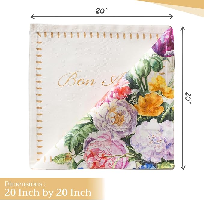 Maison d' Hermine Cloth Napkins Set of 4 Reusable 100% Cotton (20" x 20") | Everyday Square Napkins Cloth Washable Dinner Party Wedding Restaurant Hotel Kitchen Spring Summer - Masterpiece - Image 4