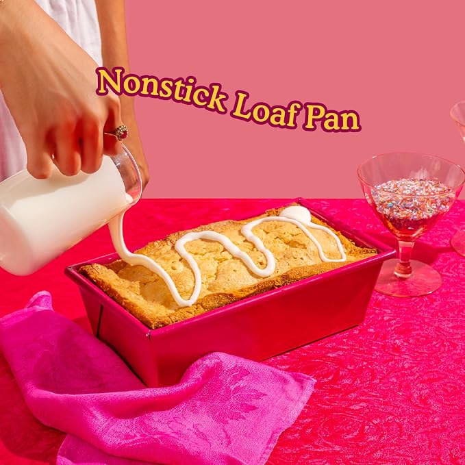 Great Jones Nonstick and Non Toxic Loaf Pan - 8.5 x 4.5 (Raspberry) | Pink Heavy-Duty Aluminized Steel Bread Pan | Ridged Bottom for Easy Release, Oven-Safe 450°F, Dishwasher-Friendly - Image 7