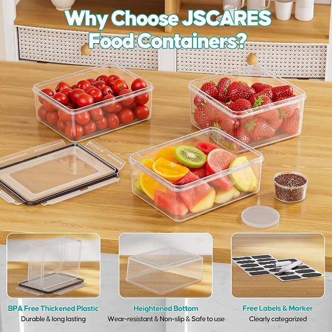 40 Pcs Food Storage Containers with Lids Airtight (20 Lids & 20 Containers)- Reusable Plastic Leakproof Meal-Prep Container for Kitchen Storage Organization Microwave/Dishwasher Safe with Labels & Pen - Image 3