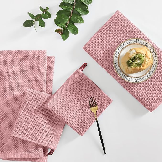 Homaxy 10 Pack 100% Cotton Kitchen Towels and Dishcloths Set, Dried Roses | 12 x 12 Inches and 13 x 28 Inches Kitchen Towels Set, Ultra Soft Absorbent Dish Cloths for Washing Dishes - Image 6