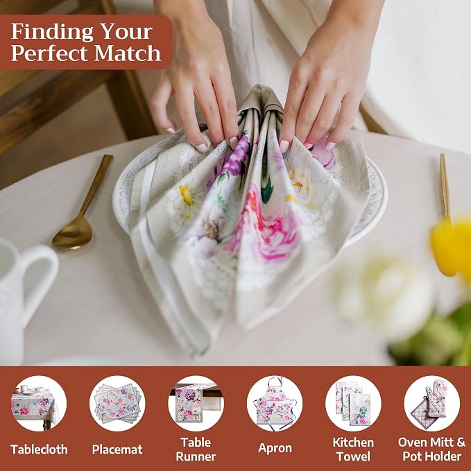 Maison d' Hermine Cloth Napkins Set of 4 Reusable 100% Cotton (20" x 20") | Everyday Square Napkins Cloth Washable Dinner Party Wedding Restaurant Hotel Kitchen Spring Summer - Pivoine - Image 4