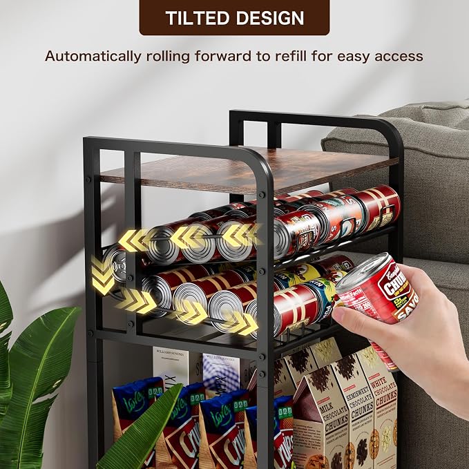 Soda Can Organizer for Pantry,5-Tier Drink Storage Shelf,Black | Kitchen Soda Can Organizer and Storage, Multifunctional Snack Organizer Rack, Standing Can Rack for Pantry/Kitchen - Image 3