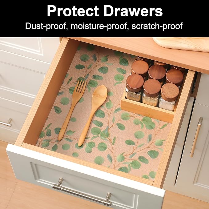 Cooyes Shelf Liner Drawer Liners, Shelf Liners for Kitchen Cabinets, Non Adhesive Cabinet Liner, EVA Waterproof Non-Slip Refrigerator Liners for Kitchen, Drawer（17.5" W x 360" L） - Image 3