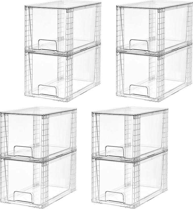 Vtopmart 8 Pack Large Stackable Storage Drawers,Clear Acrylic Drawer Organizers with Handles, Easily Assemble for Fridge, Bathroom,Kitchen Undersink,Cabinet,Pantry Organization and Storage | Acrylic Drawer Organizers, With Handles, Easily Assemble, For... by Vtopmart