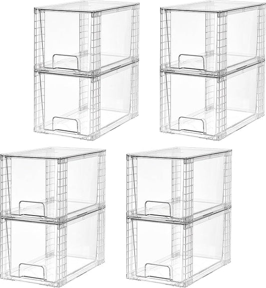 Vtopmart 8 Pack Large Stackable Storage Drawers,Clear Acrylic Drawer Organizers with Handles, Easily Assemble for Fridge, Bathroom,Kitchen Undersink,Cabinet,Pantry Organization and Storage | Acrylic Drawer Organizers, With Handles, Easily Assemble, For... by Vtopmart