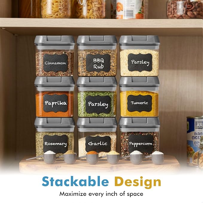 Shazo 9 PC Airtight Food Storage Containers - BPA Free Clear Plastic Snack & Spice Containers with Easy Lock Lids - Kitchen and Pantry Organization for Herbs, Coffee, Tea - 0.5L / 2.1 Cups - Image 7