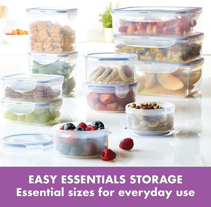 LocknLock Easy Essentials Food Storage lids/Airtight containers, BPA Free, 22 Piece, Clear - Image 2