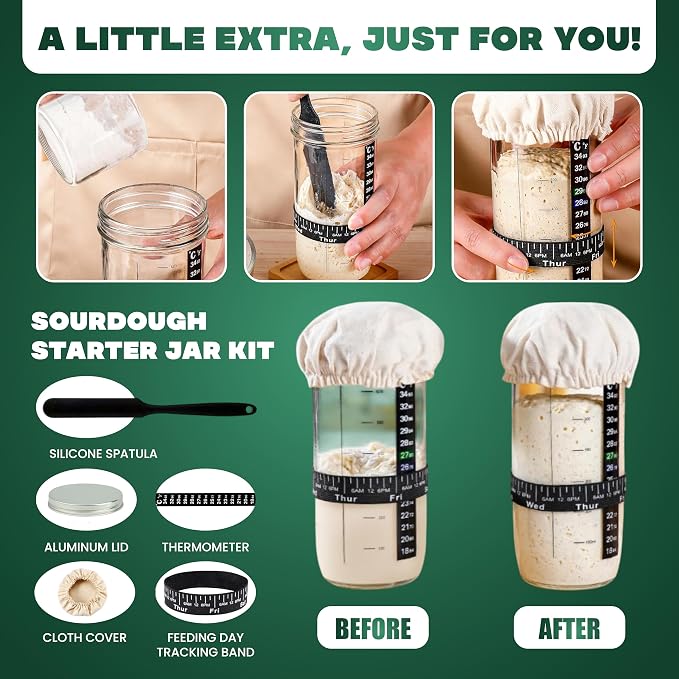 Sourdough Starter Kit - Banneton Bread Proofing Basket Set with Liners, Sourdough Bread Baking Supplies & Bread Making Tools - Includes two Banneton Basket, Tools with Sling & Kneading Pad - Image 6
