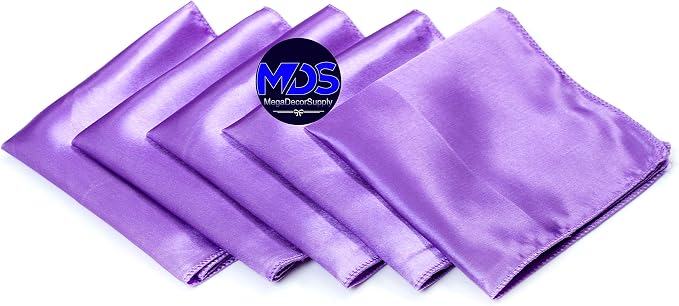 Set of 100 PCS Satin Napkin 12x12 Inch Square, Dinner Table Napkins for Wedding, Bulk Silky Sateen Cloth Napkins for Restaurant Banquet Graduation Birthday Party Decoration - Lavender - Image 2