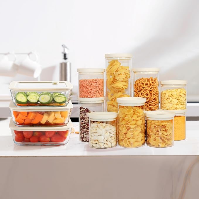 Glass Food Storage Jar with Glass Lid, Food Canister Set with Airtight Lids, Pantry Jar for Kitchen Organization. Food Storage Container Set in 6 pack of 26oz - Image 5