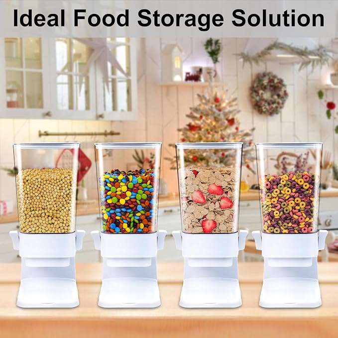 Cereal Dispenser Countertop, 5.5 Qt Cereal Containers Storage, Organization and Storage Containers for Kitchen, Snack Dispenser for Rice, Grains, Dry Food, Oatmeal, Pet food, White, 3Pc - Image 6